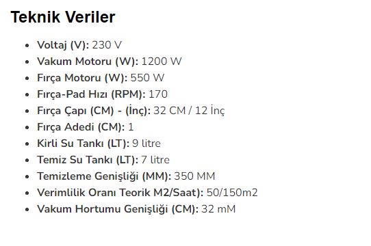 teknik özellikler 